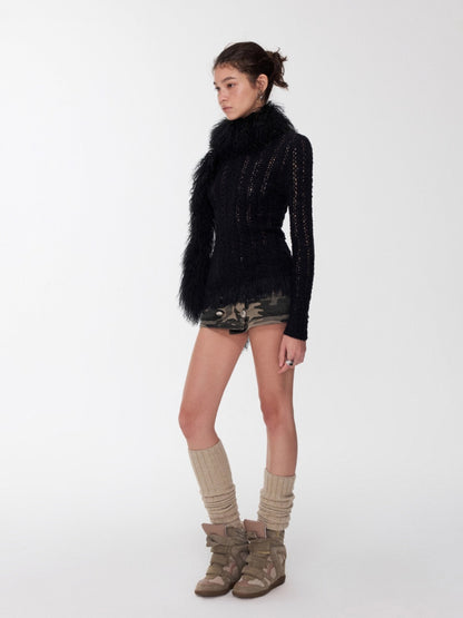 Over-the-Knee Wool Blend Ribbed Warm Leg Socks