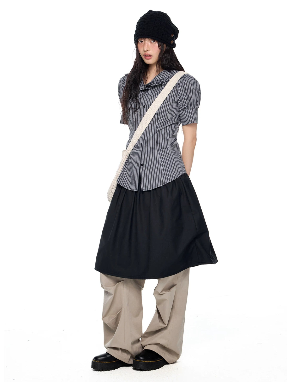 Striped Doll Collar Shirt