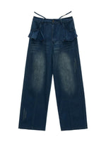 Vintage Ruffle Straight Leg Denim Jeans