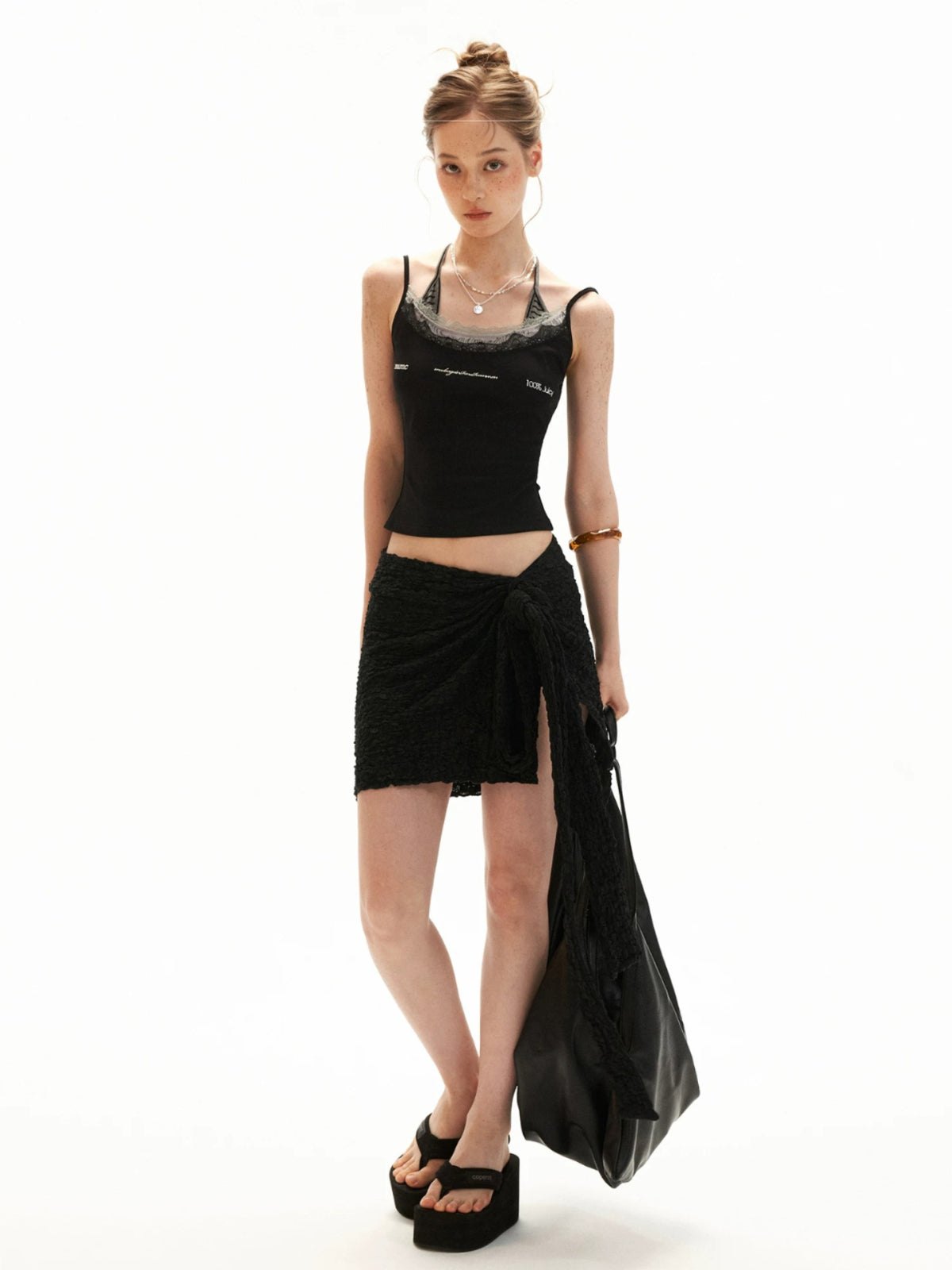 Layered Embroidered Letter Cami Top