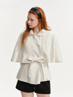 Layered Cape Belted Wool Coat