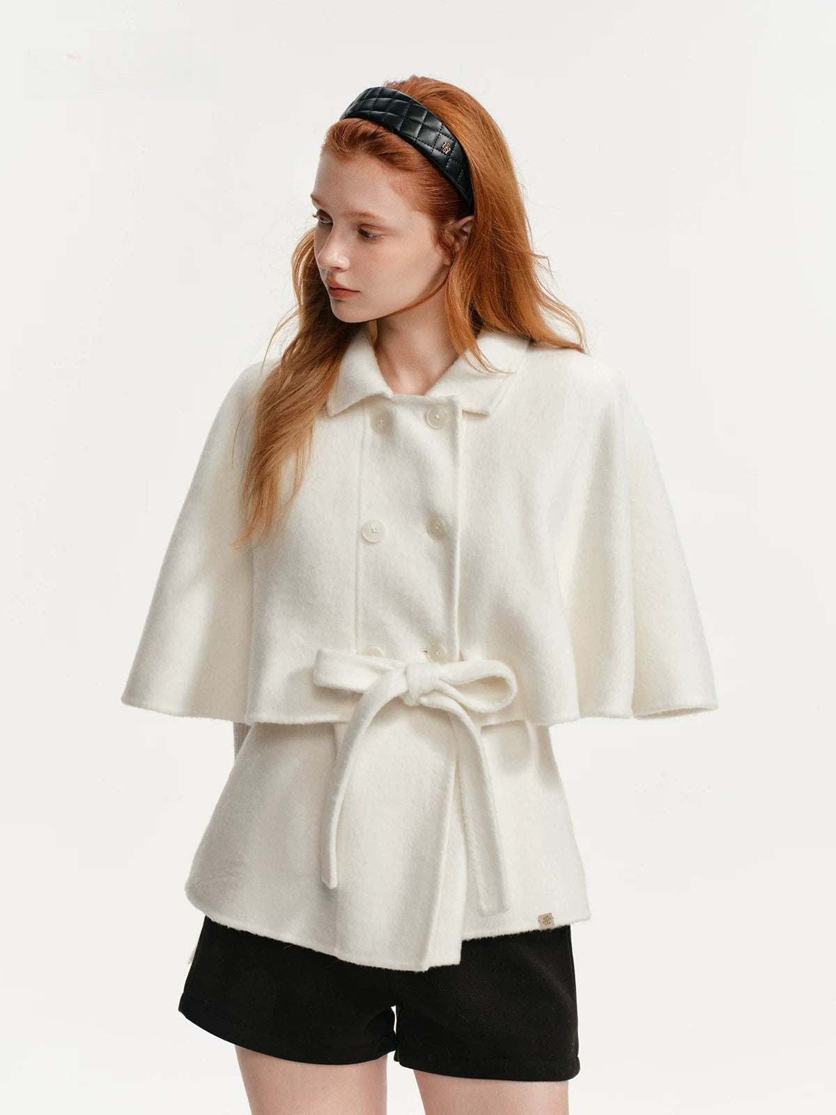 Layered Cape Belted Wool Coat