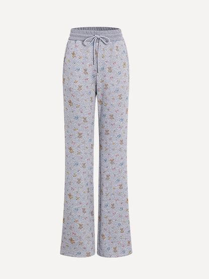 Floral Bear Bunny Off-Shoulder Sweatshirt &amp; Pants Set