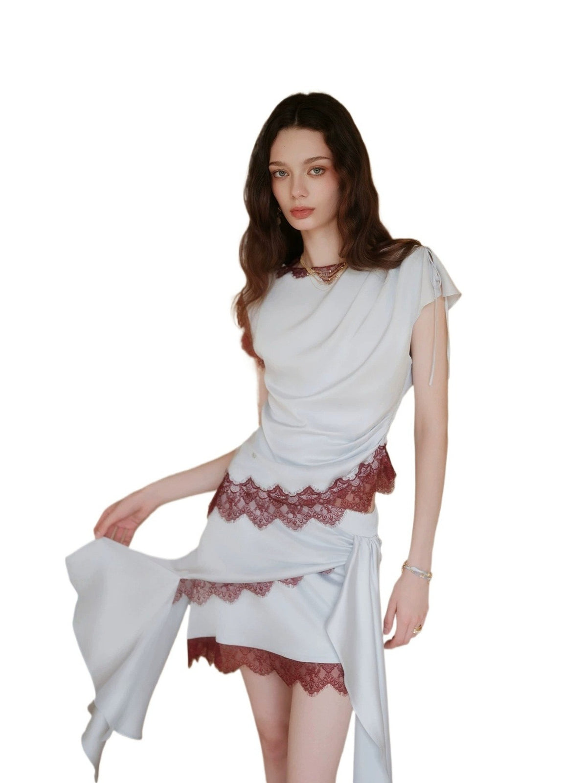 Irregular Satin Two Piece Set