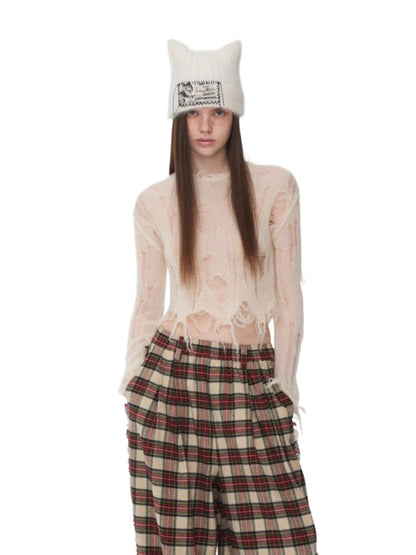 Mohair Distressed Cutout Sweater