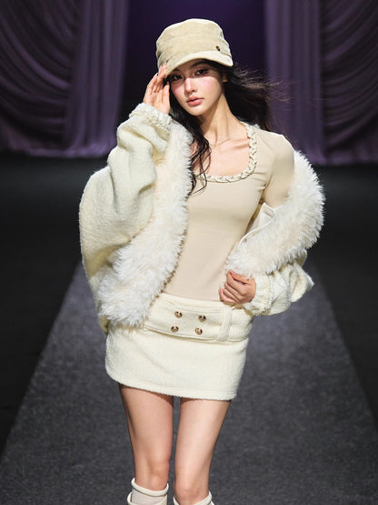 Faux-Fur Collar Padded Jacket