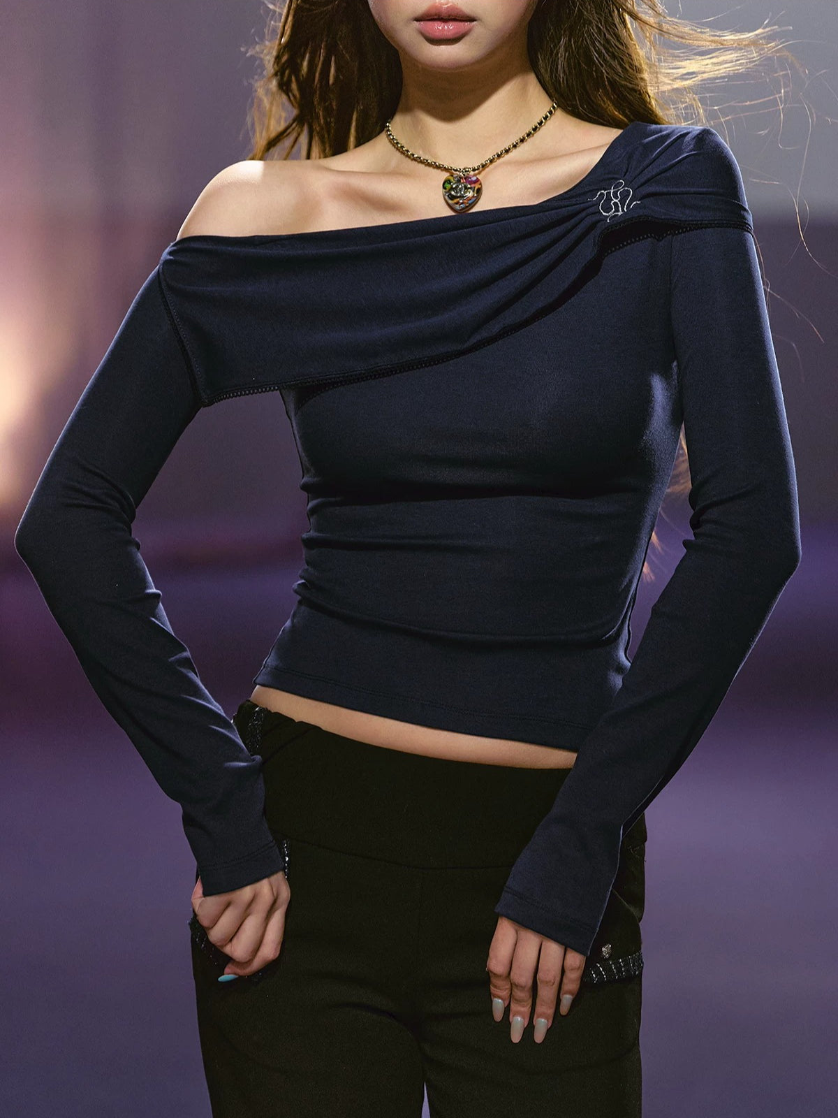 Asymmetrical Embroidered Top