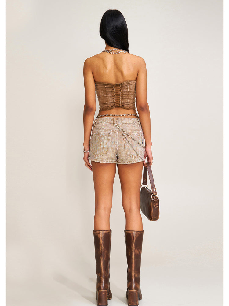 Rage Wild Denim Short Camisole Wild Brown