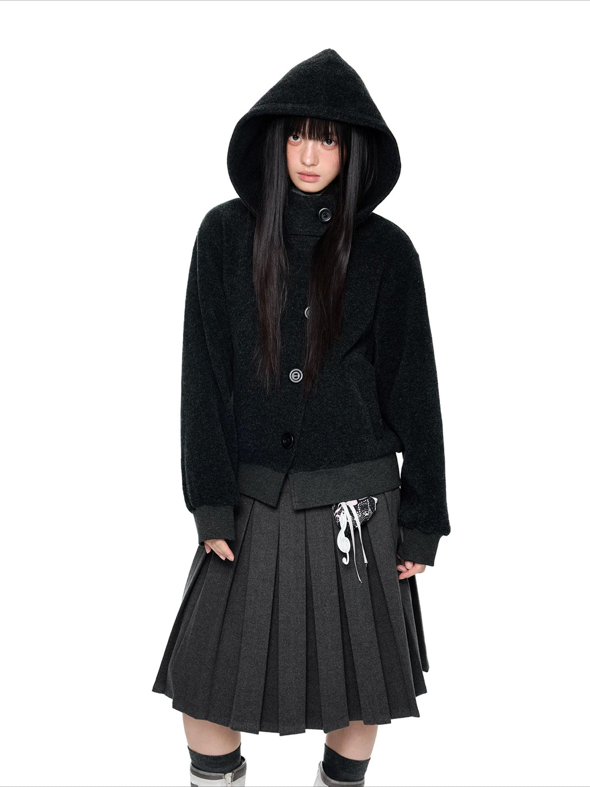 Hooded Wool Blend Jacket