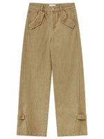 Washed Adjustable Straight Pants