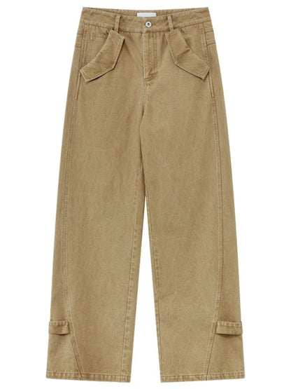 Washed Adjustable Straight Pants