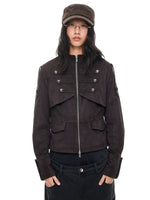 Vintage Suede Stand Collar Jacket