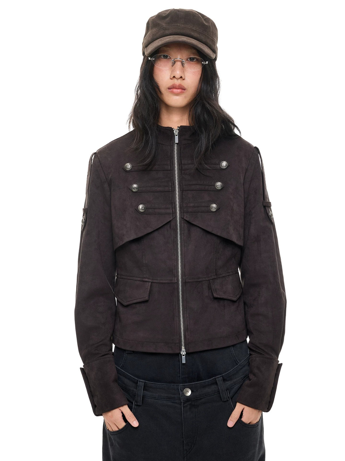 Vintage Suede Stand Collar Jacket