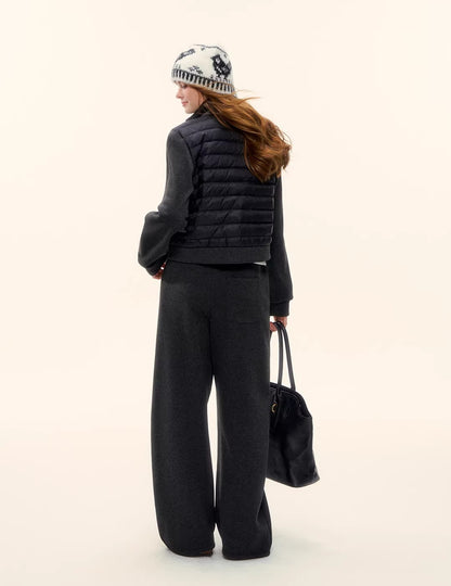 Stand-Collar Quilted Down Jacket Set