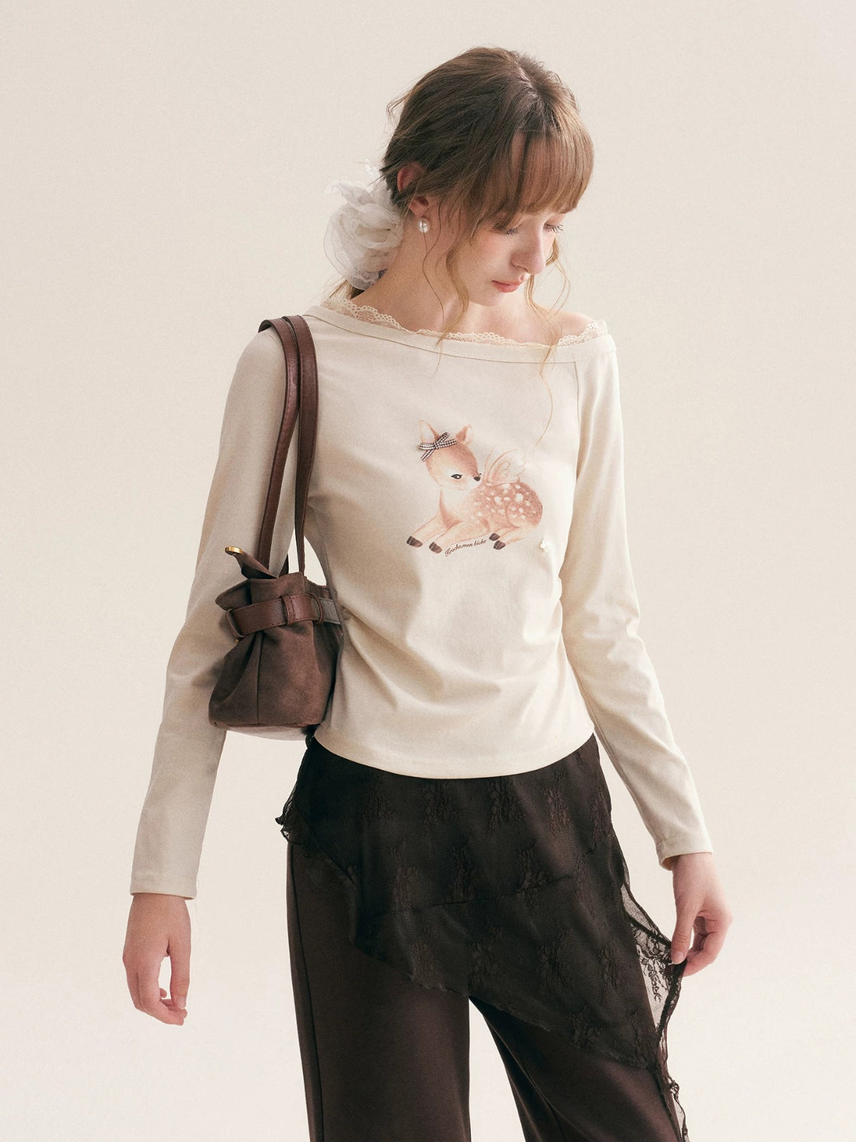 Lace Print Cotton Top