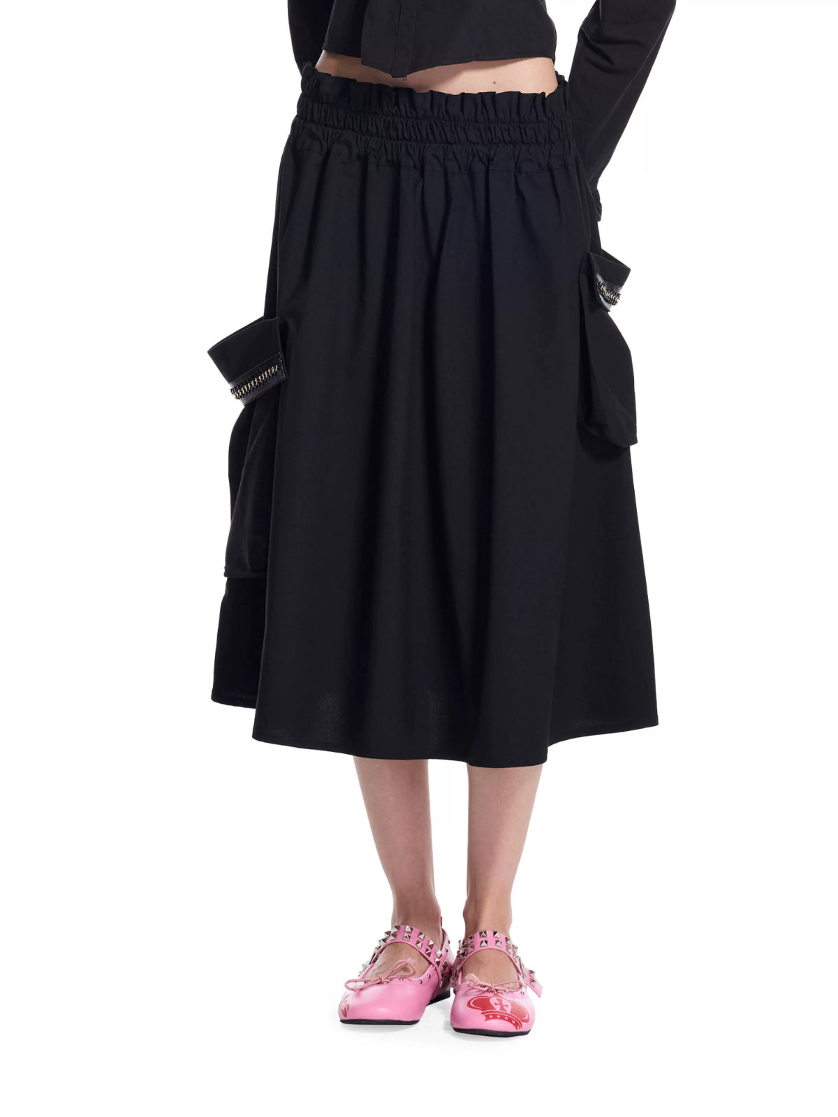 Double Ruffle Waist Cargo Skirt