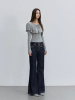 Contrast Stitch Flared Jeans
