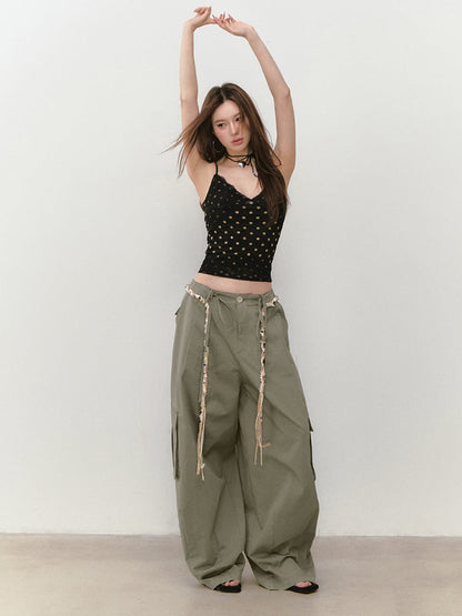 Irregular Tie-Dye Polka Dot Lace Vest