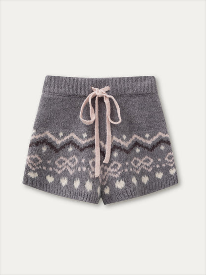 Fair Isle Knit Sweatshirt &amp; Shorts &amp; Scarf Set
