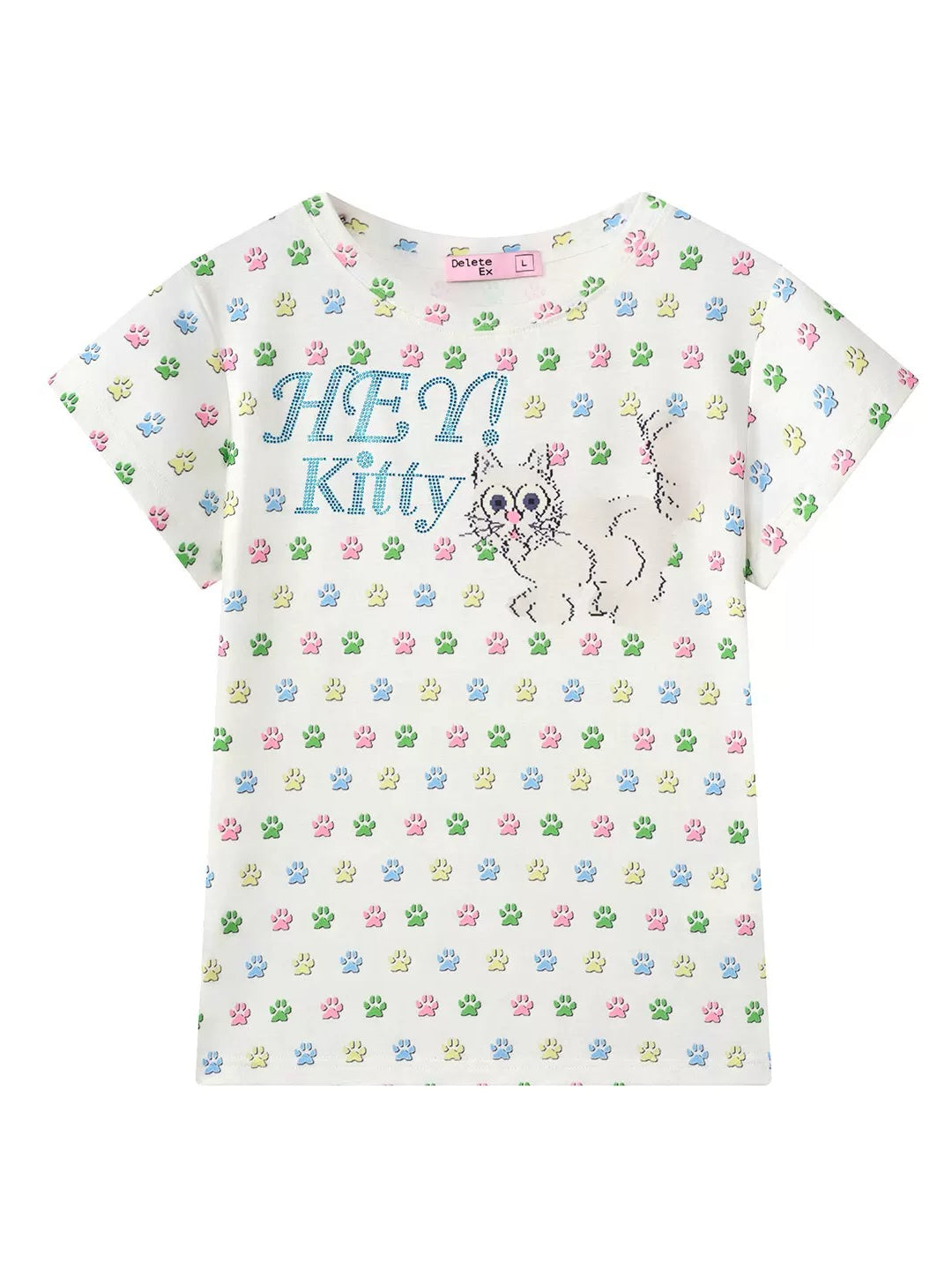 Cat Print Fitted Tee