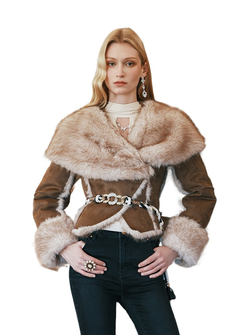 Mishka Faux Shearling Suede Cropped Jacket