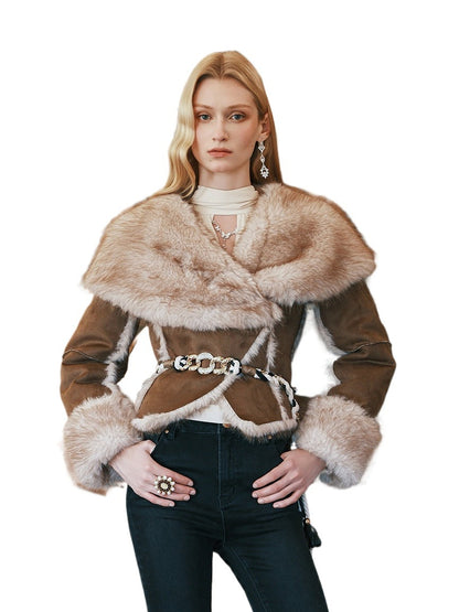 Mishka Faux Shearling Suede Cropped Jacket