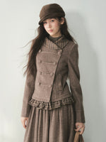 Vintage Double-Breasted Jacket & Midi Skirt Set