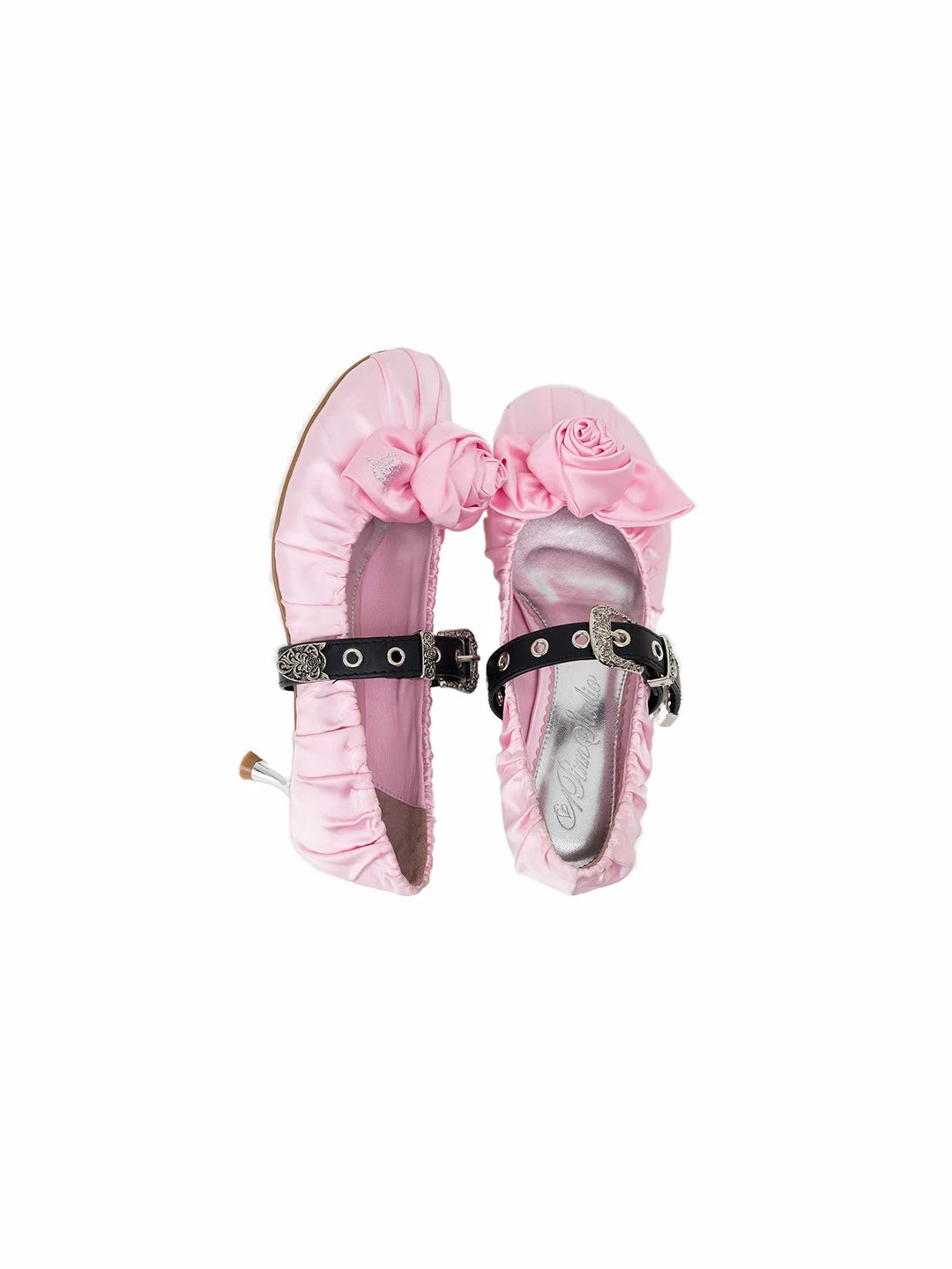 Satin Rose Kitten Heels