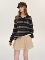 Vintage Striped Wool Polo Sweater