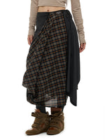 Irregular Plaid A-Line Midi Skirt