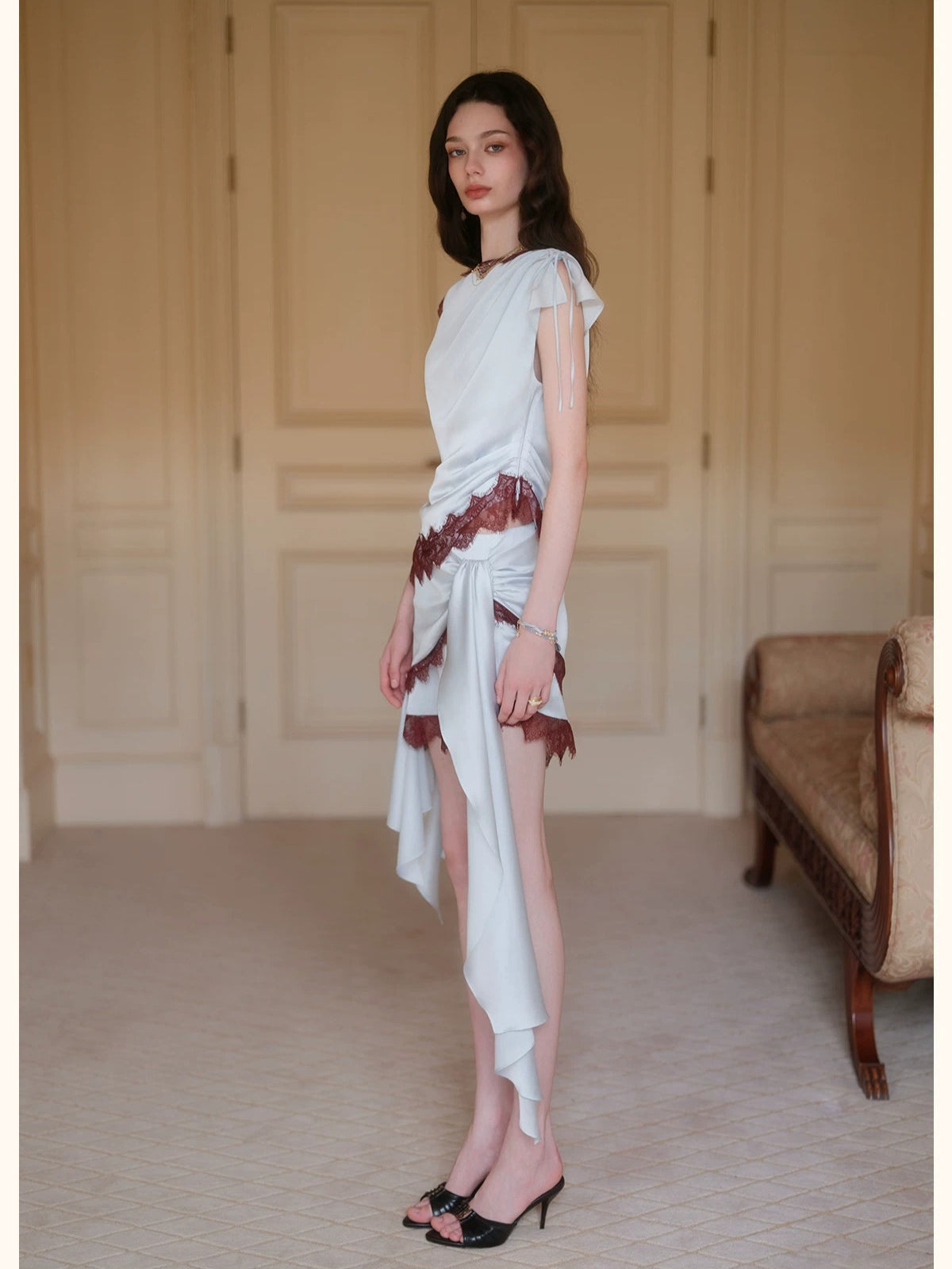 Irregular Satin Two Piece Set