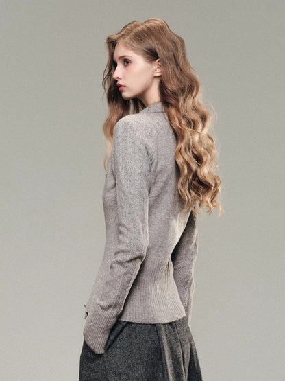 V-neck Hand-knit Cardigan