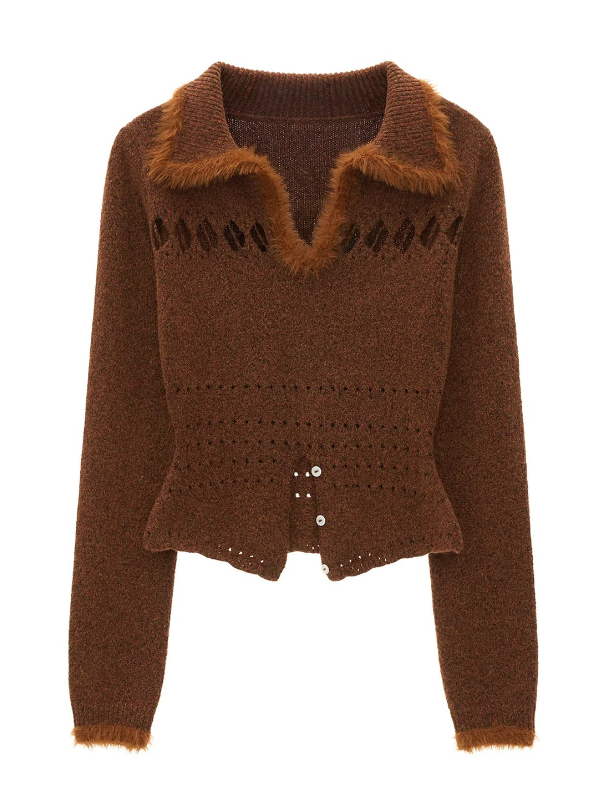 Recycled Airy Knit Collared Sweater
