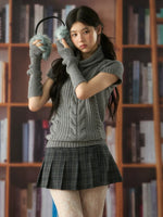 Cable Knit Turtleneck Short Sleeve Top