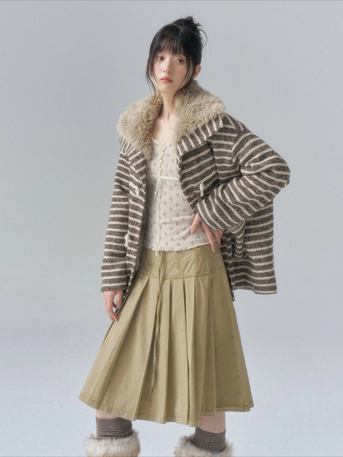 Khaki Washed Cargo Skirt