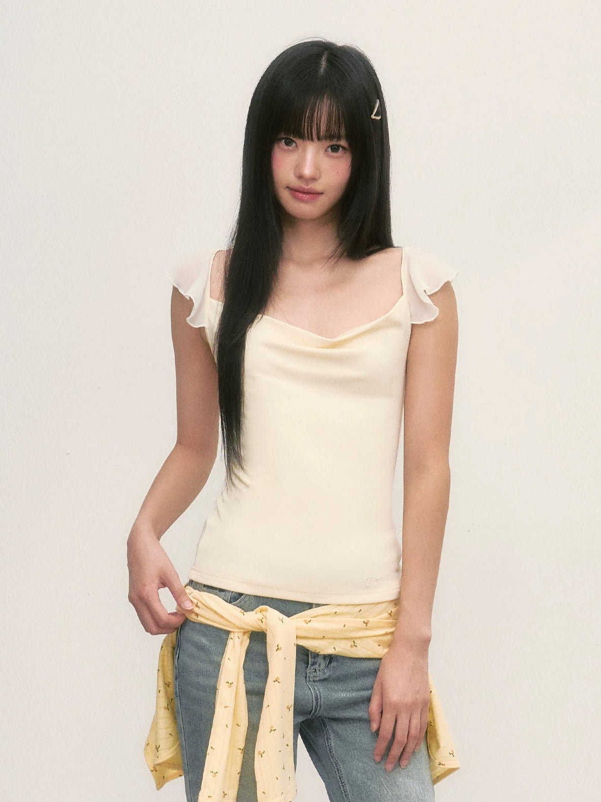 Apricot Flutter Sleeve Tee