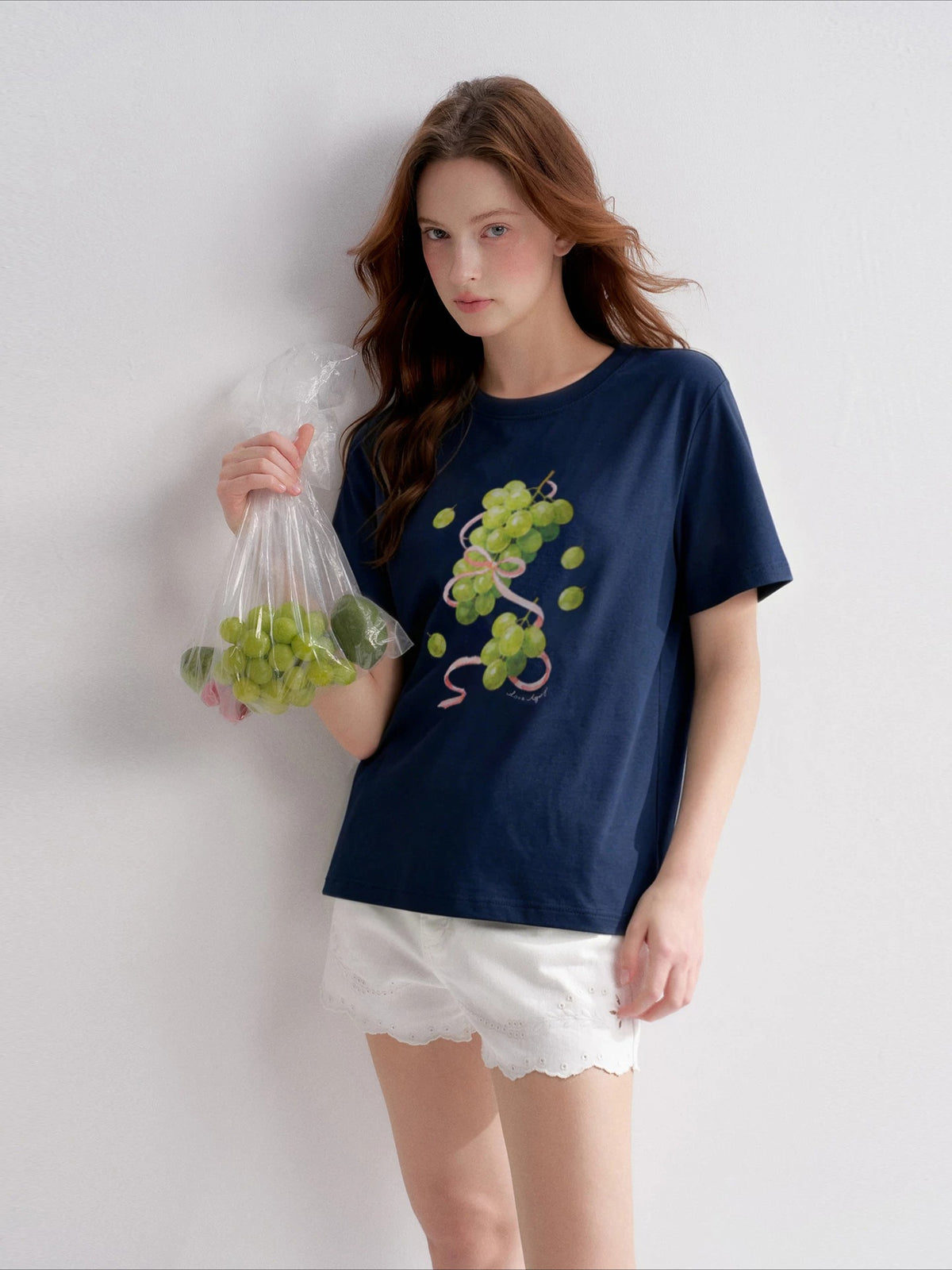 Grape Print Crewneck T-Shirt