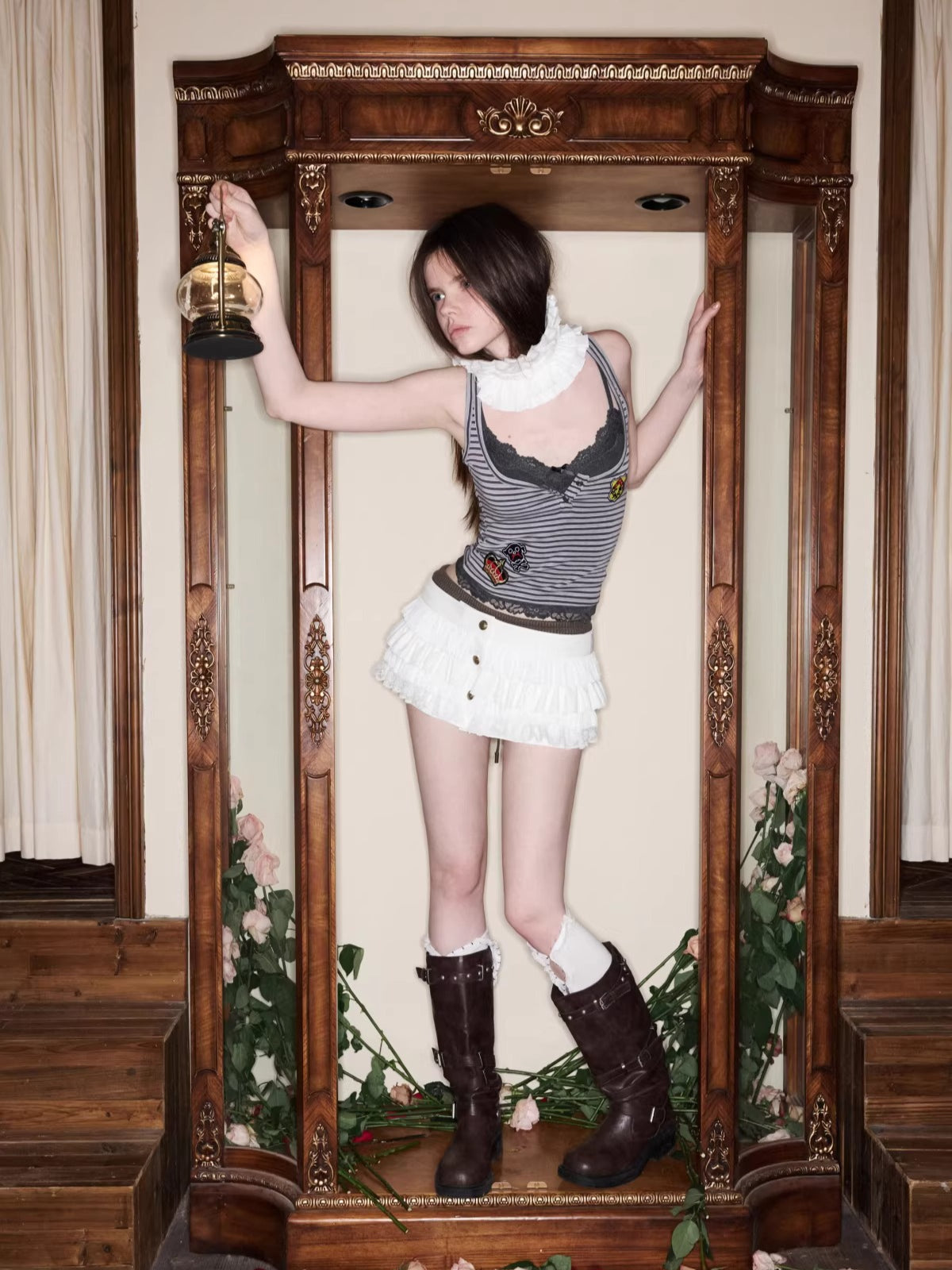 Lace Patchwork Knit Tank