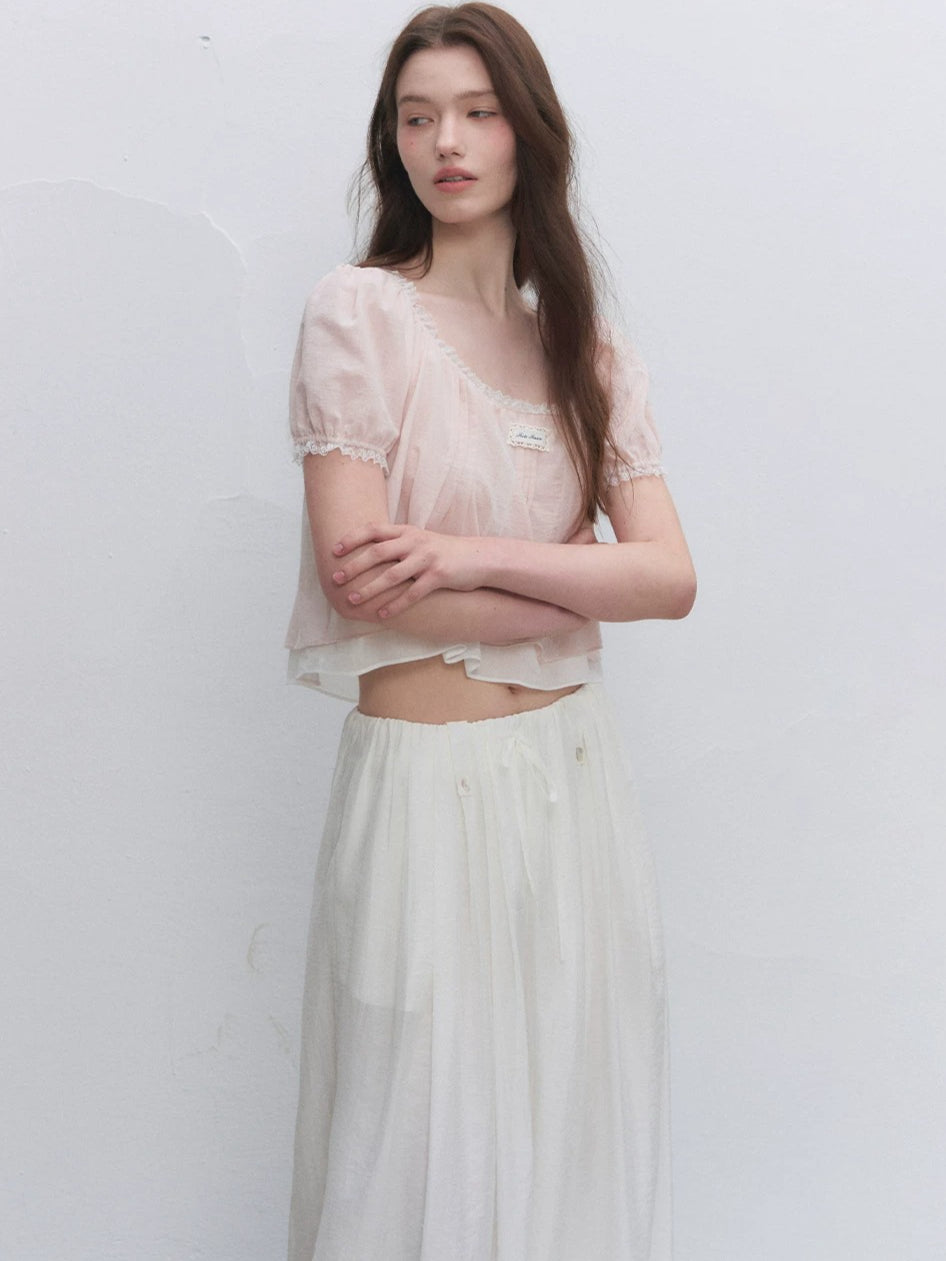 Square Neck Lace Crop Top