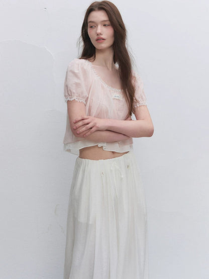 Square Neck Lace Crop Top