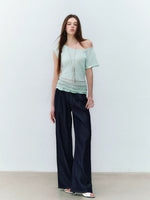 Asymmetry Linen Knit Tee