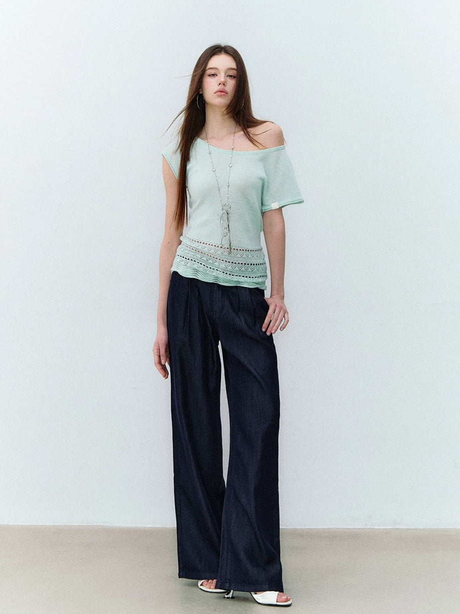 Asymmetry Linen Knit Tee