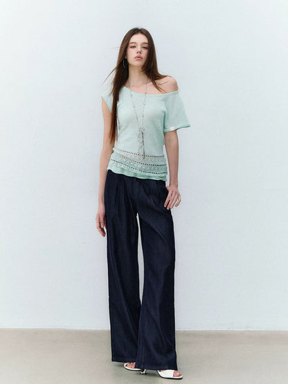 Asymmetry Linen Knit Tee