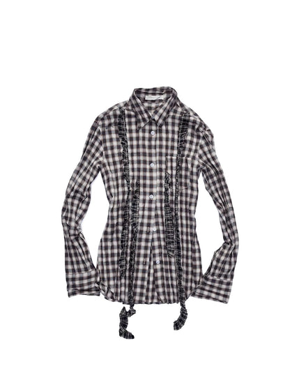 Plaid Ruffle Shirt &amp; Skirt Set