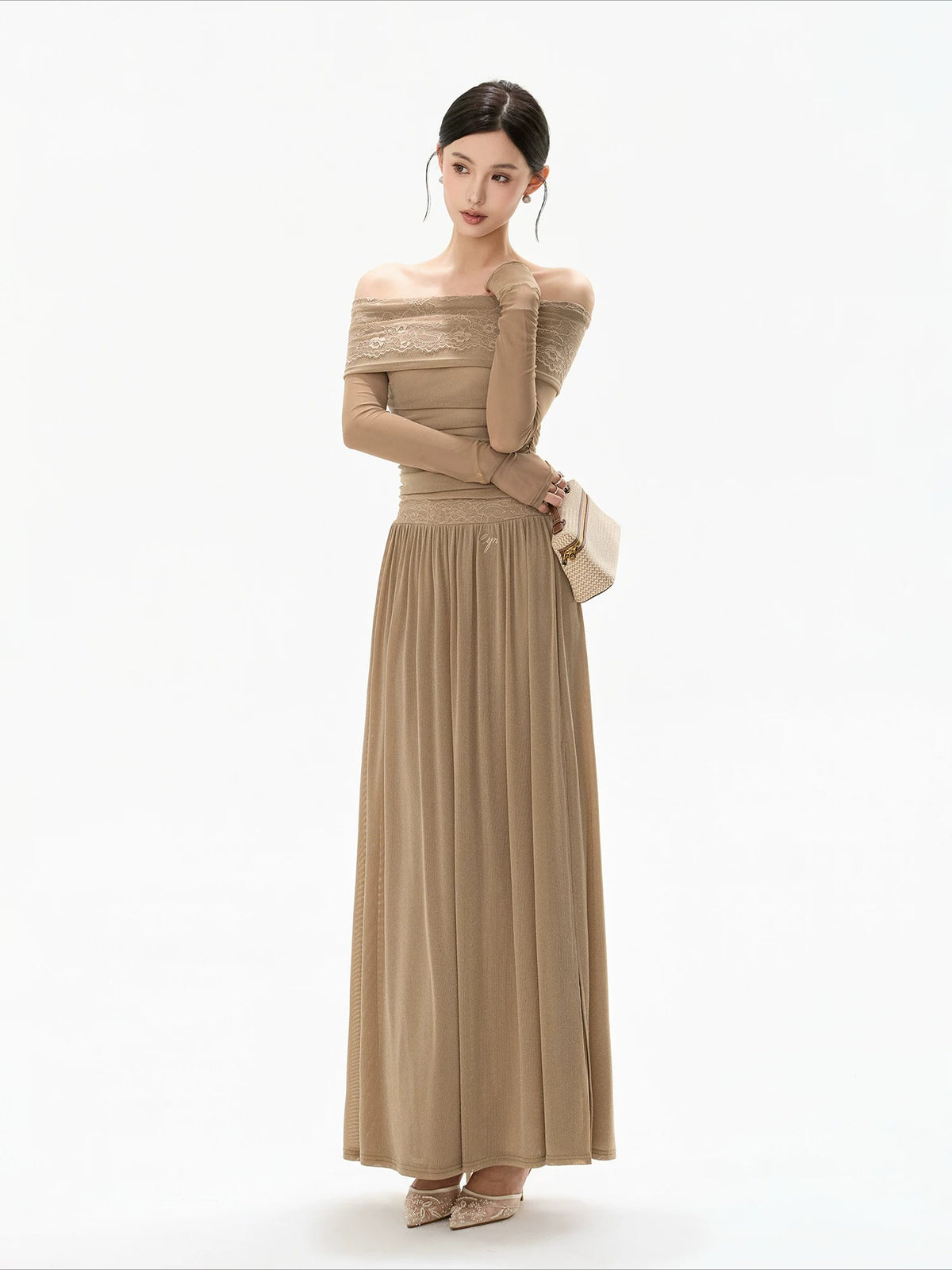 Lace Off Shoulder Maxi Dress