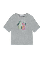 Printed Pearl-Decorated Short-Sleeve T-Shirt
