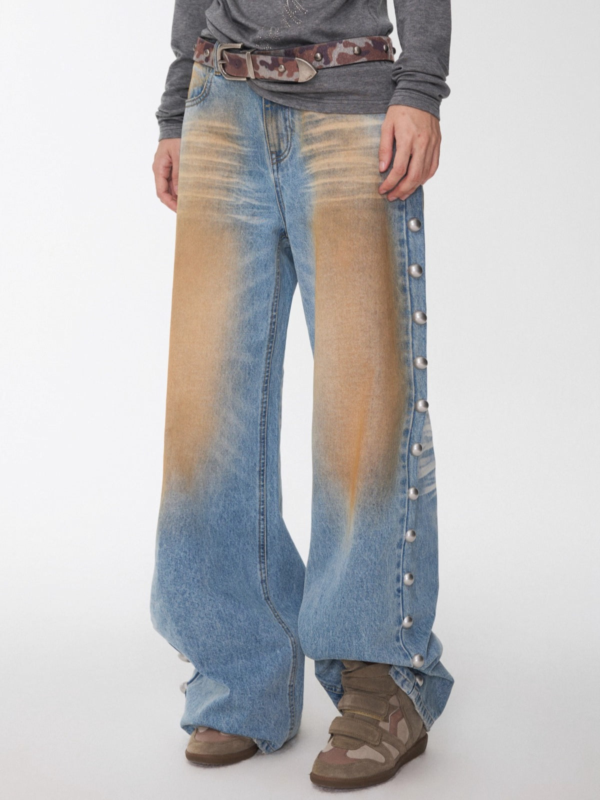 Camo Pony Hair Studded Belt