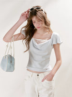 Lace Drape Neck Tee