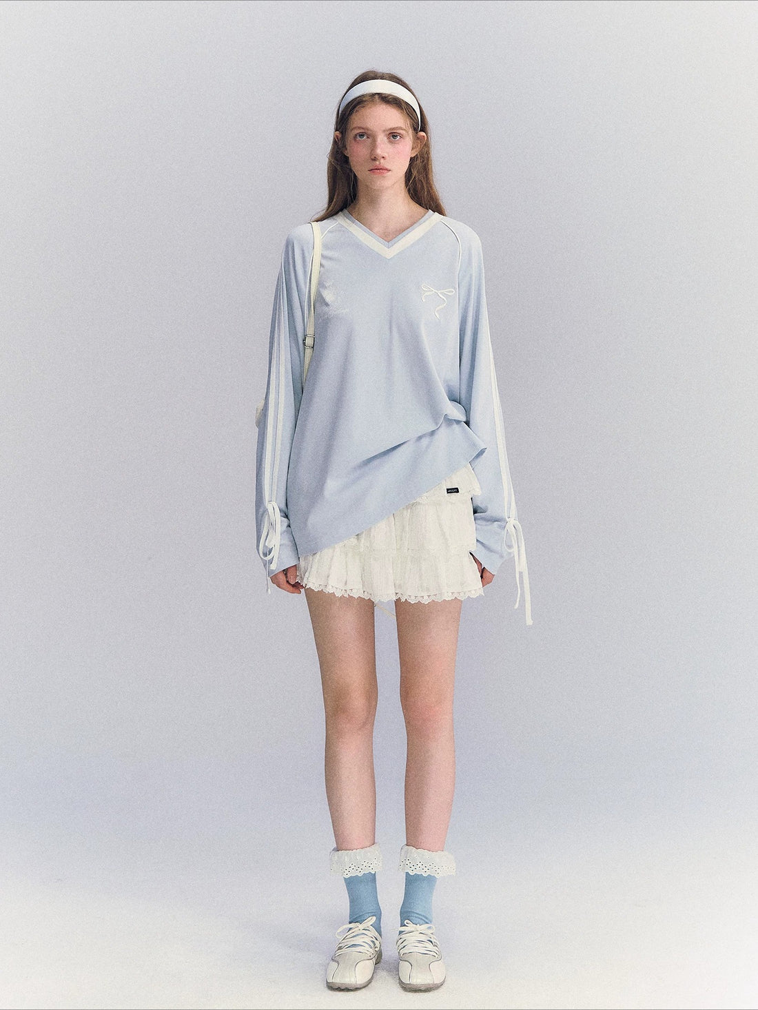 Contrast Bow Long Sleeve Tee