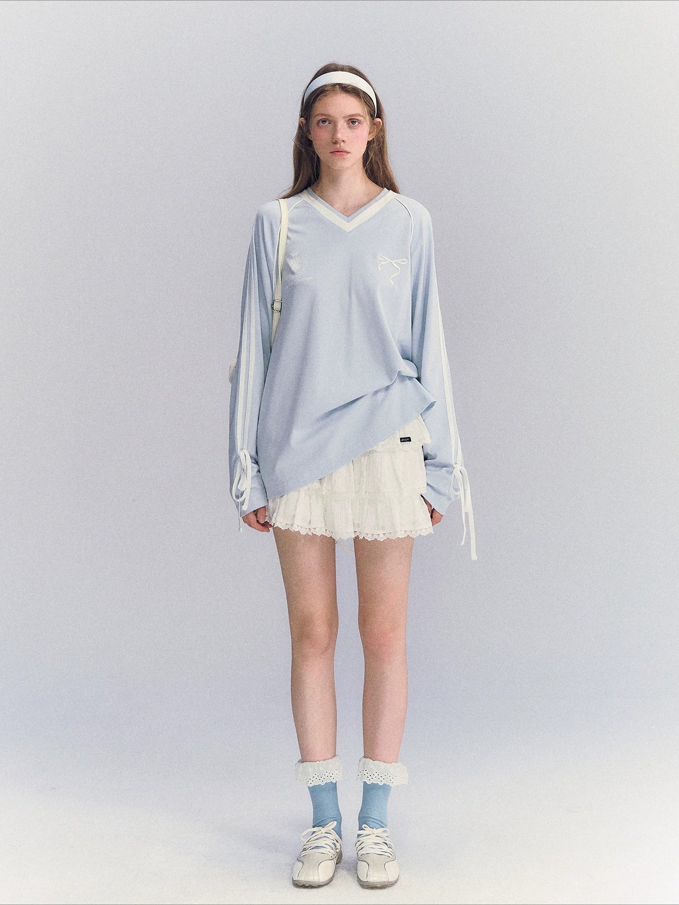 Contrast Bow Long Sleeve Tee